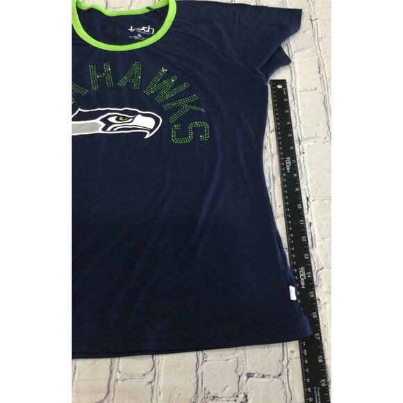 Touch Stadium T-Shirt Women’s Size XL Blue Green Seattle Seahawks Rhinestones - Picture 9 of 11